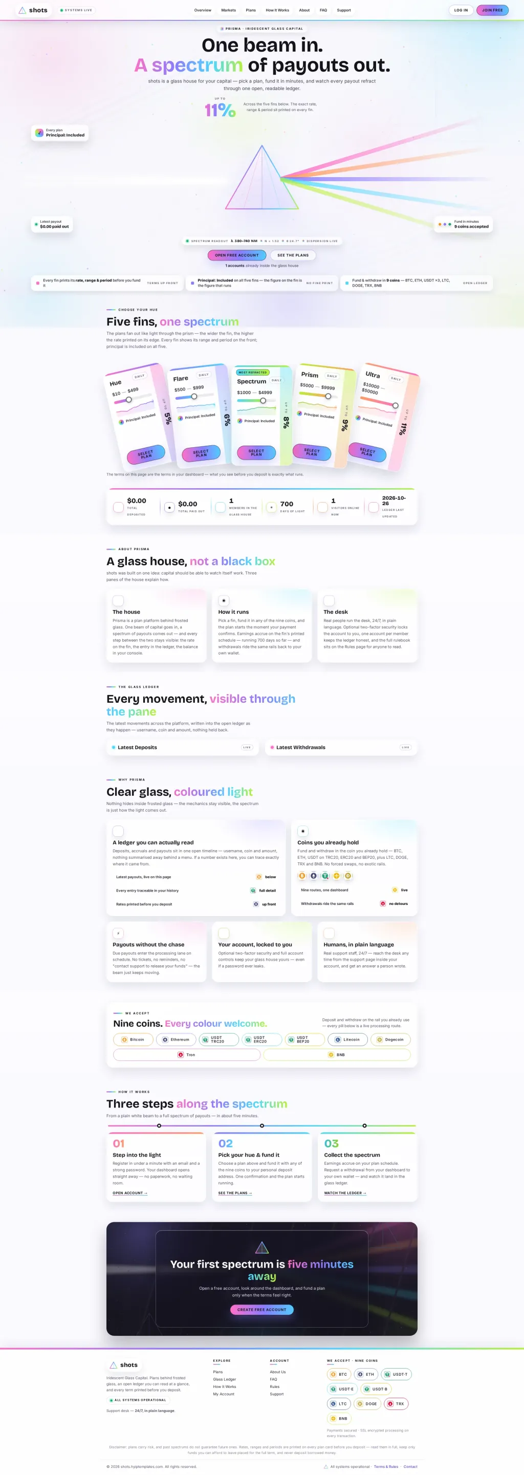 PRISMA — HYIP Template Pack — GoldCoders HYIP template preview (H-TPL23)
